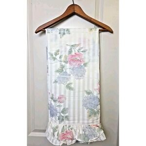 Vtg Stevens Floral Stripe Ruffle Cottage Full Sheet No Iron Percale New w FLAW